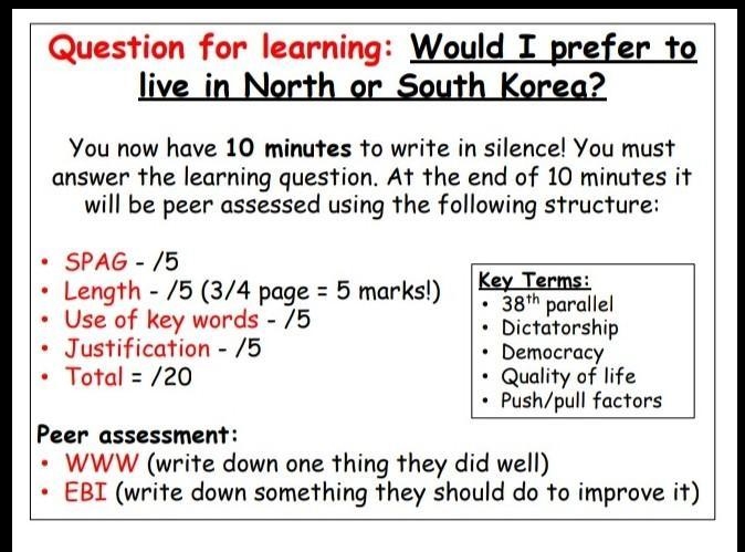 Where would you prefer to live? Why? North or South Korea? Worksheet above ⬆️​-example-1