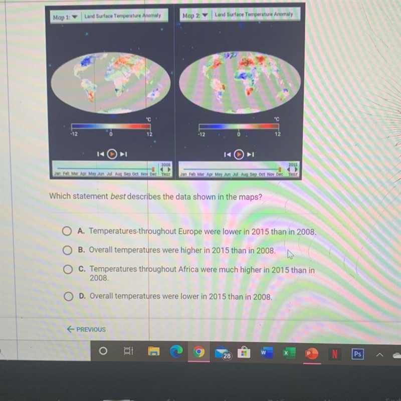 Which statement best describes the data shown in the maps?-example-1