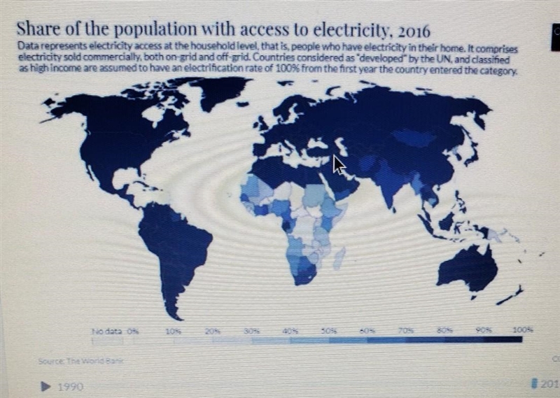 6. This is a map showing the share of a country's population who has access to electricity-example-1