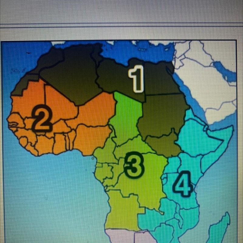 5. The Sahara Desert can be found in each of the regions shown on this map EXCEPT-example-1