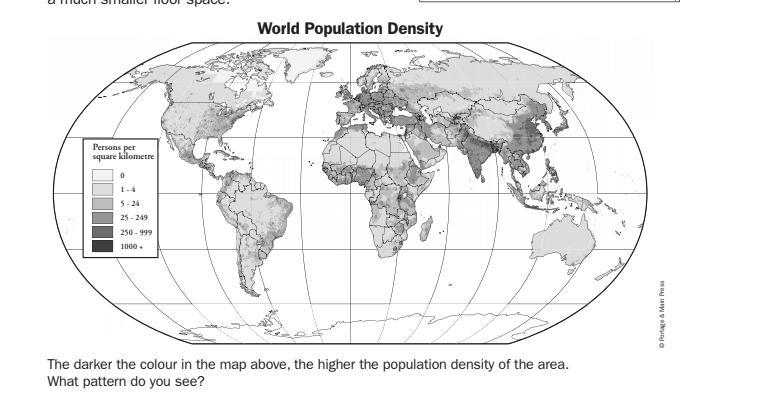 The darker the colour in the map above, the higher the population density of the area-example-1