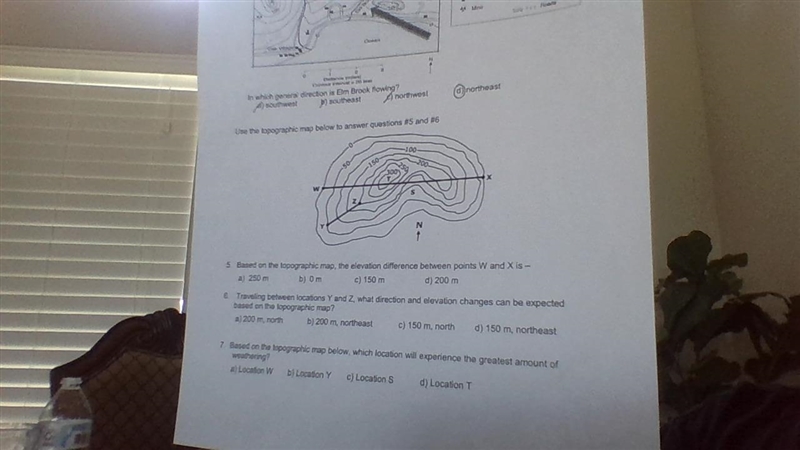 Use the topographic map below to answer the question. 7. Based on the topographic-example-1