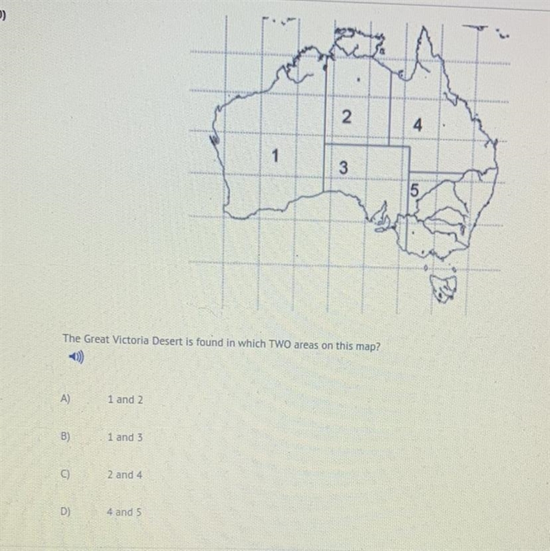 The Great Desert is found in which TWO areas on this map?-example-1