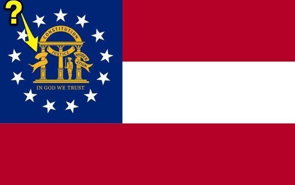 What word is missing from this image of the Georgia flag?-example-1