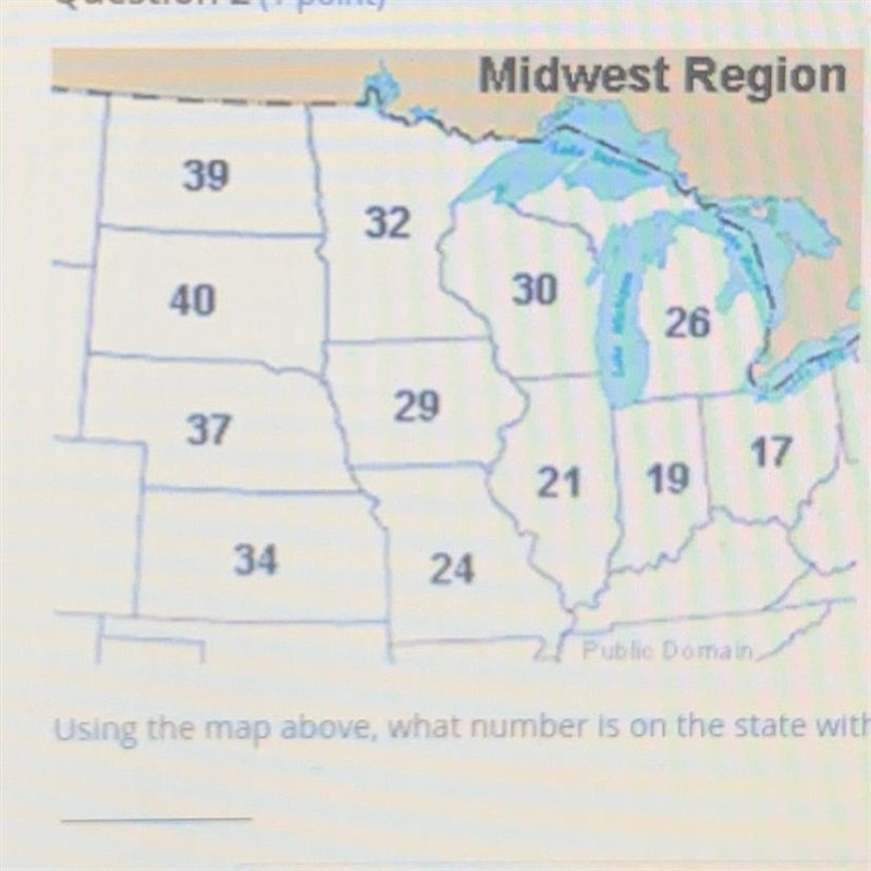 Using the map above, what number is on the state with the capital city of Des moines-example-1