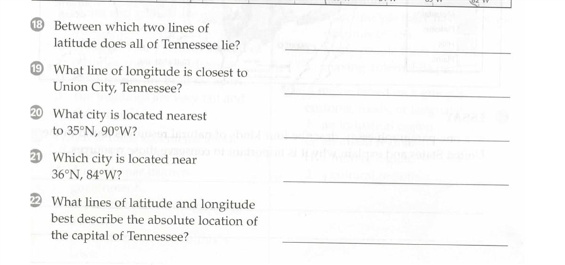 Between which two lines of latitude does all of Tennessee lie?-example-1