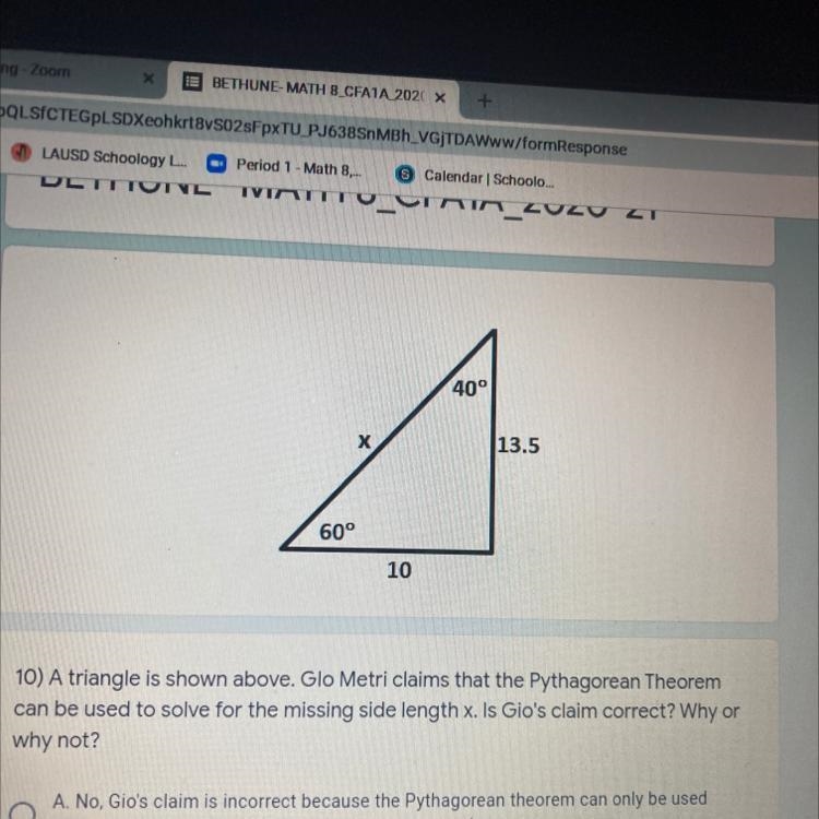 40° X 13.5 60° 10 What’s the answer-example-1