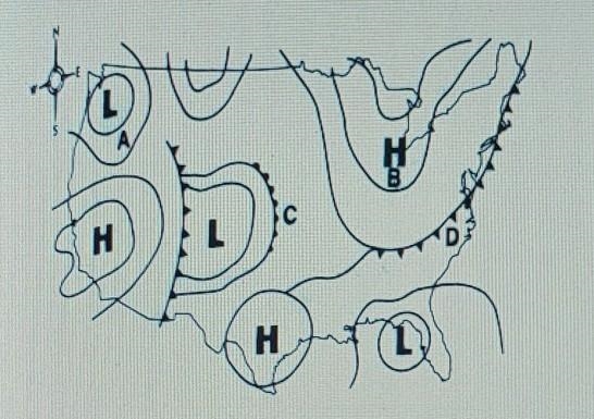 Four regions of the United States are marked on this weather map. I which region is-example-1