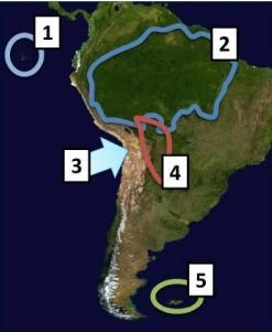 The Atacama Desert is located at number _____ on the map above, and the Amazon River-example-1