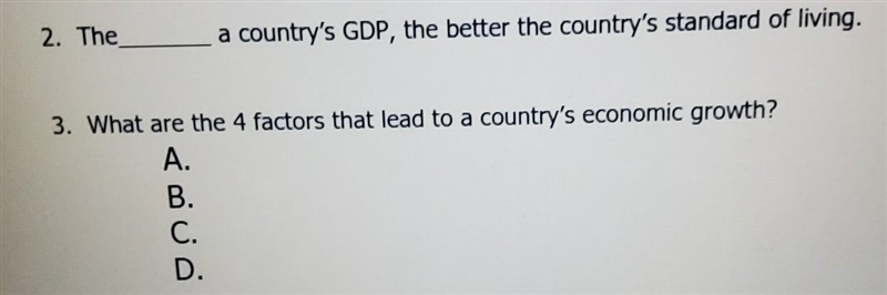 Gross Domestic Product! Help its just 2 questions! Please and Thank You!​-example-1