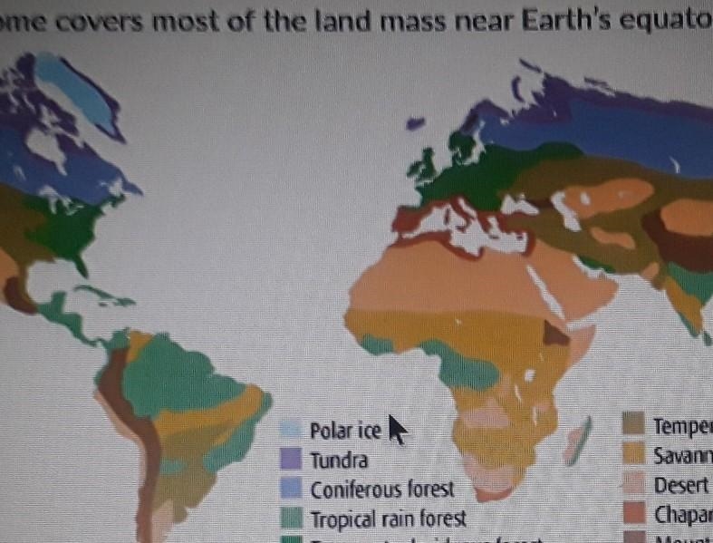 Which biome covers most of the land near the earth's equator​-example-1