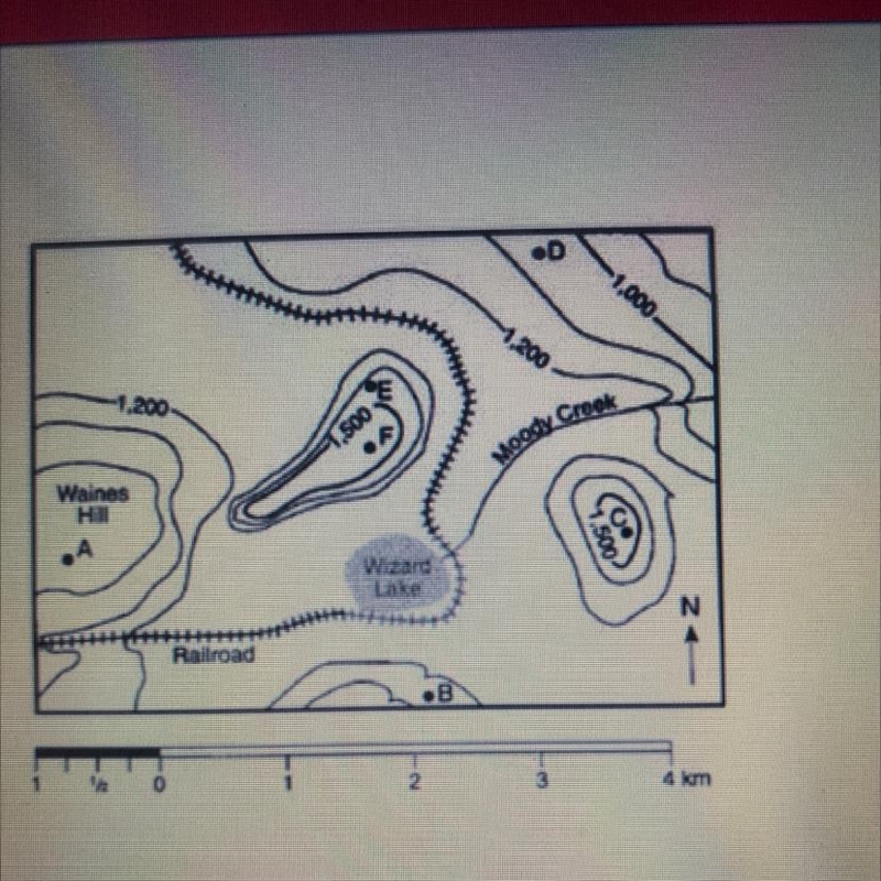 What is the approximate difference in elevation from point C to point D?-example-1