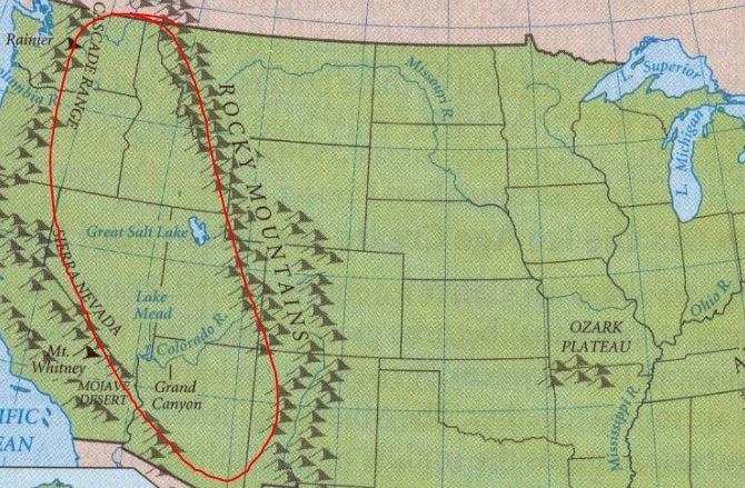 Based on the map below, what climate could you expect to find in the Western United-example-1