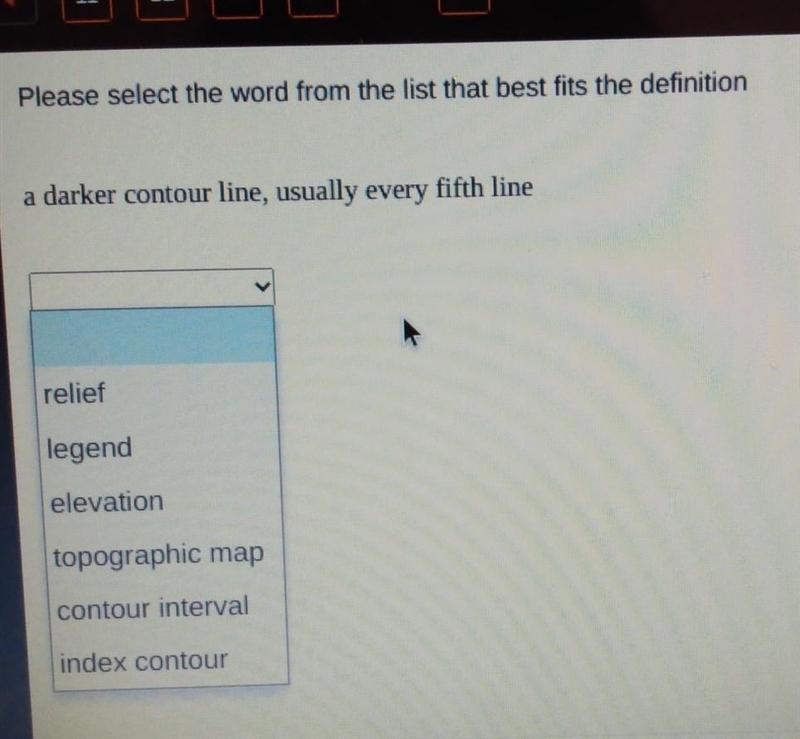 Please select the word from the list that best fits the definition a darker contour-example-1