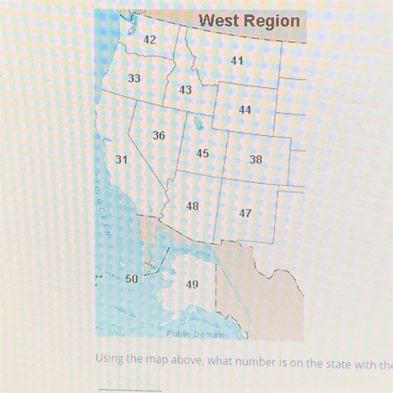 Using the map above, what number is on the state with the capital city of Sacramento-example-1