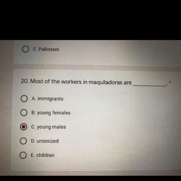 Most of the workers in maquiladoras are ________ Sorry if this is obvious I just want-example-1