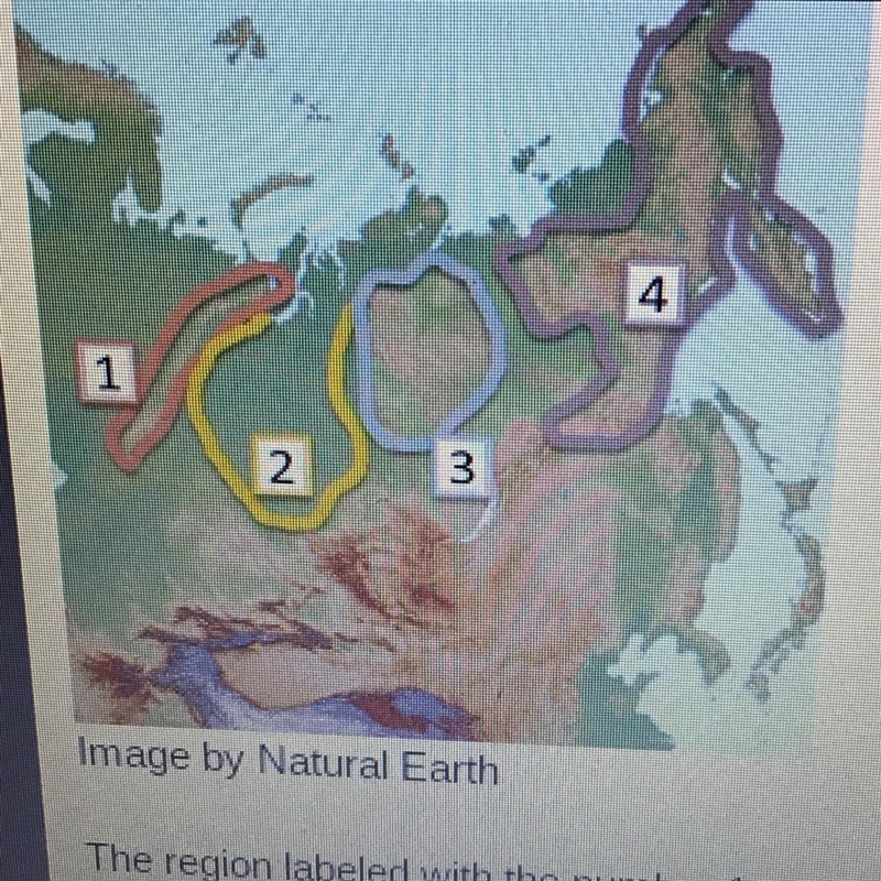 The region labeled with the number 1 on the map above is? A. Eastern Siberian highlights-example-1