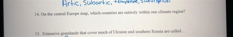 Which countries are entirely within one climate region?-example-1