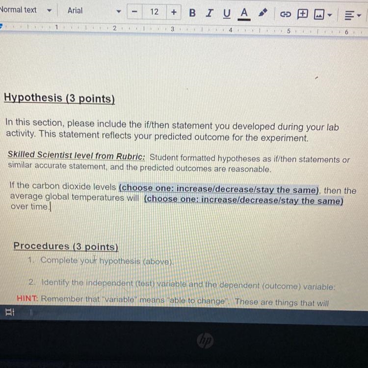 If the carbon dioxide levels (choose one: increase/decrease/stay the same), then the-example-1