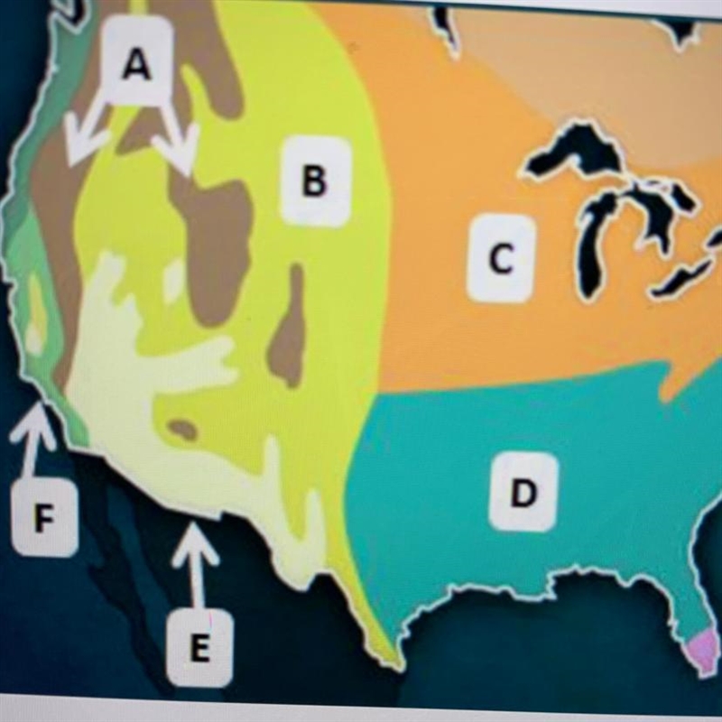 Look at the map above which of the following climate regions is represented in the-example-1