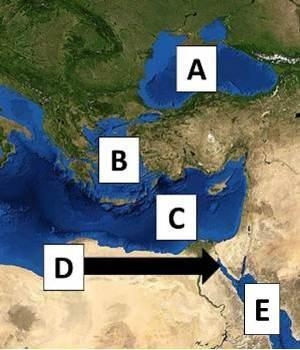 Analyze the map below and answer the questions that follow. On the map above, the-example-1