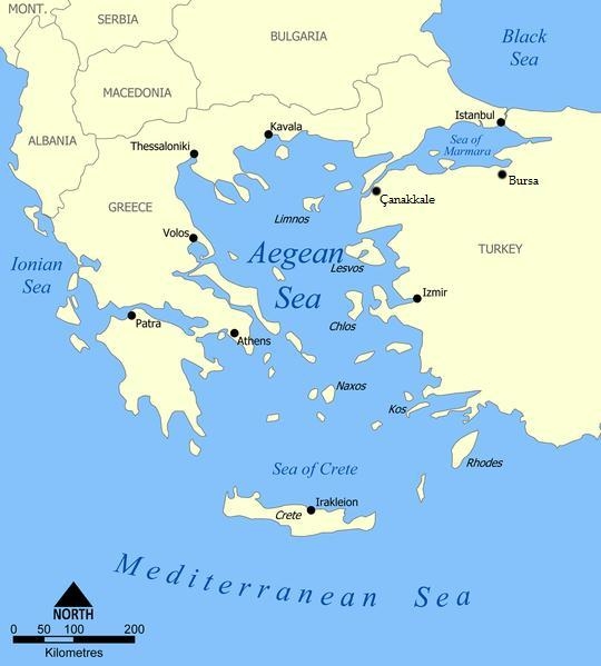 What sea lies along the eastern coast of Greece? I​-example-1