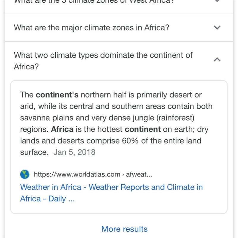 What produces the different climate zones of West and Central Africa-example-1