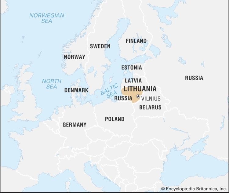 Lithuania lies to the ______ of Russia. *-example-1