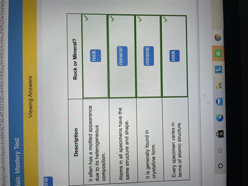 Determine whether the material is a rock or a mineral based on the description rock-example-1