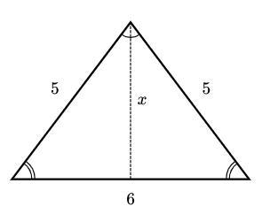 Find the value of x in the isosceles triangle shown below.-example-1