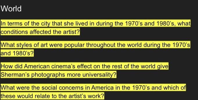 Someone research these Cindy Sherman questions PLEASE! ILL GIVE 20 Points-example-1