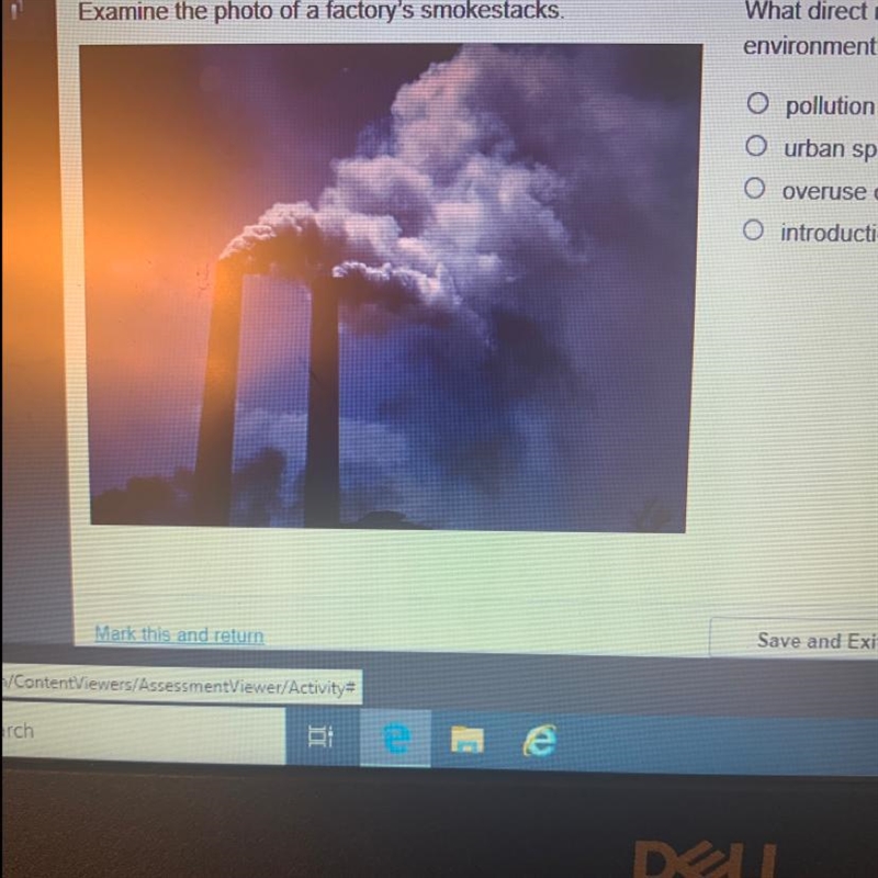 What direct negative effect does this factory have on the environment? A. pollution-example-1