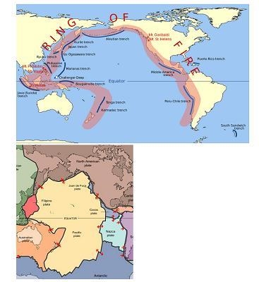 The map below shows the location of the Pacific "Ring of Fire,” which is an area-example-1