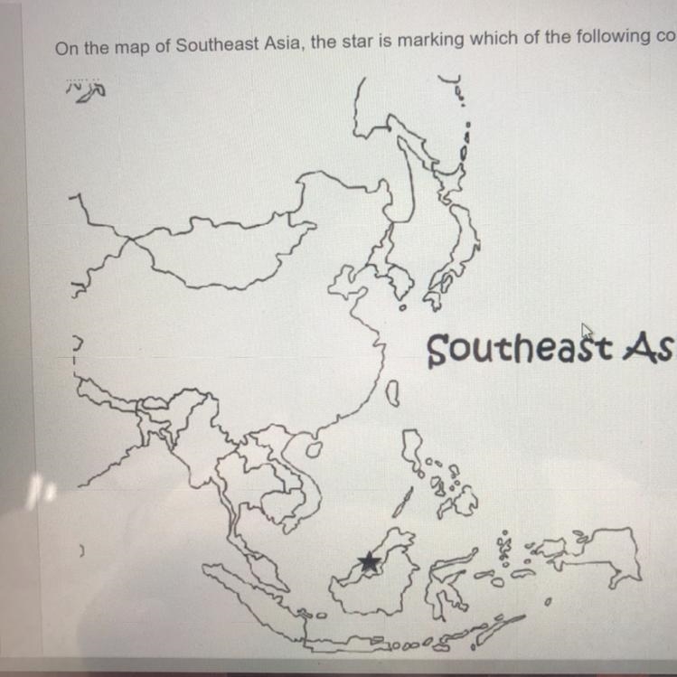 On the map of Southeast Asia, the star is marking which of the following countries-example-1