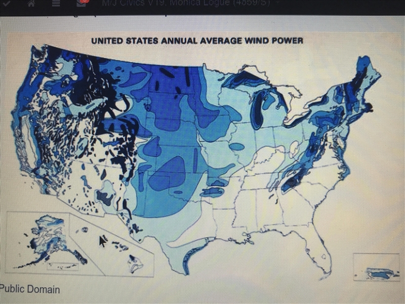 Dark areas of the map represent places that are very windy energy is arguably the-example-1