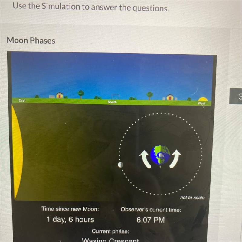 Describe the Moon's path as it rotates in the simulation.-example-1