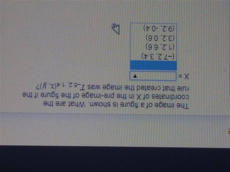 The image of a figure is shown. What are the coordinate of X in the pre-image of the-example-1