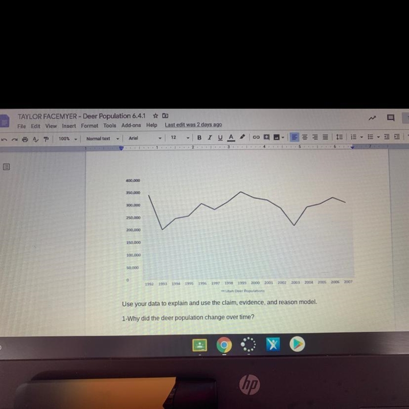 Why did the deer population change over time-example-1