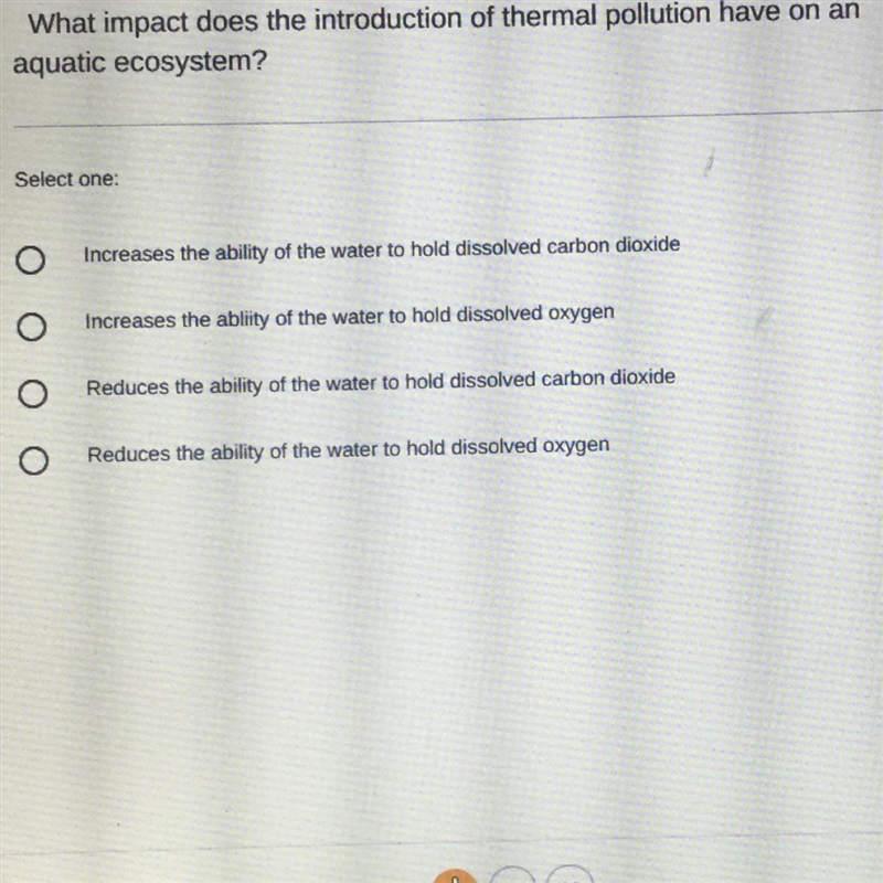 What impact does the introduction of thermal pollution have on an aquatic ecosystem-example-1