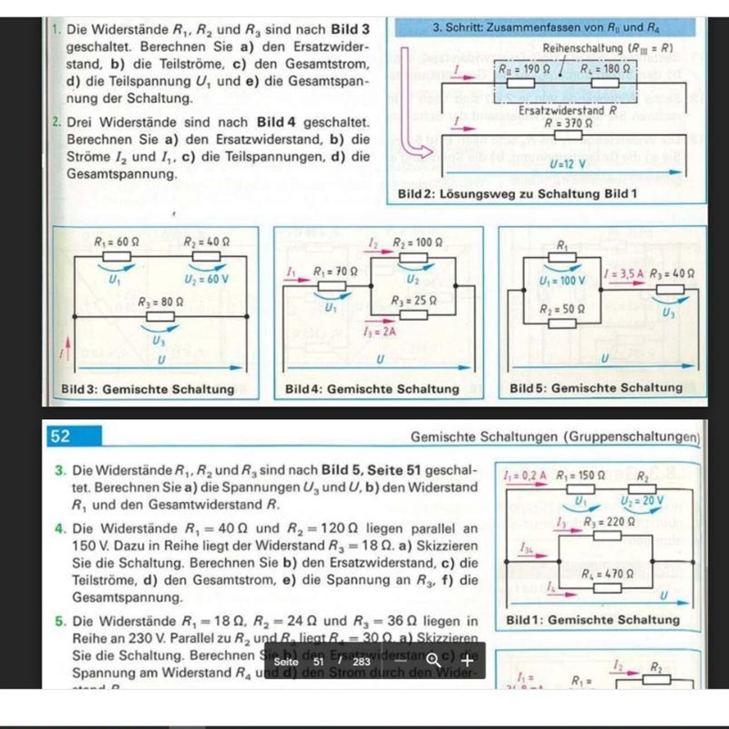 Elektrotechnik Gemischte Schaltungen 1-5 Antworten Bitte-example-1