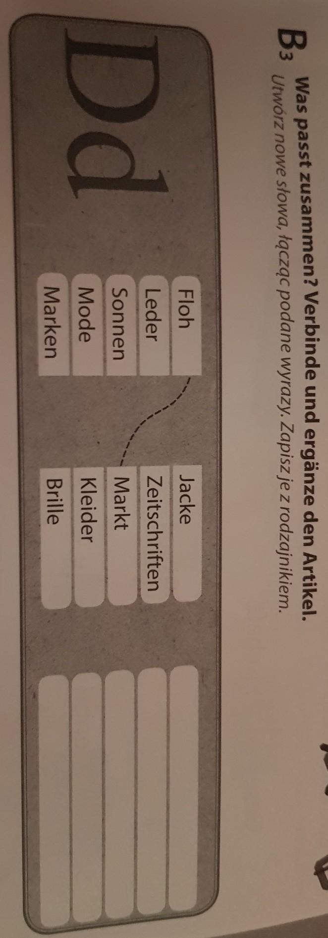 Was passt zusammen? verbinde und ergänze den den Artikel​-example-1