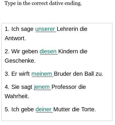 Type in the correct dative ending.-example-1