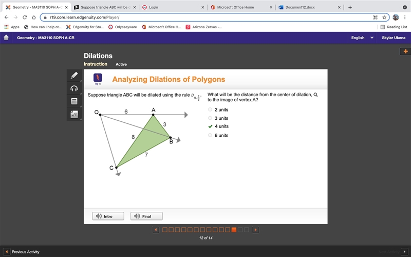 Suppose triangle ABC will be dilated using the rule D Subscript Q, two-thirds. Point-example-1