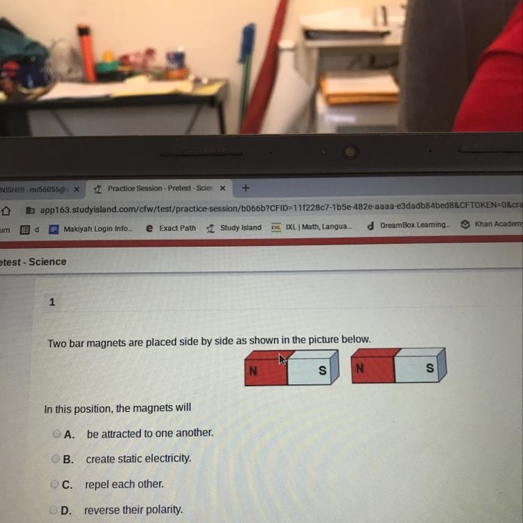 Two bar magnets are placed side by side as shown in the picture below-example-1