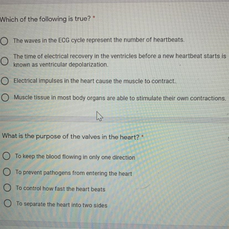 Which of the following is true?* 5 points The waves in the ECG cycle represent the-example-1