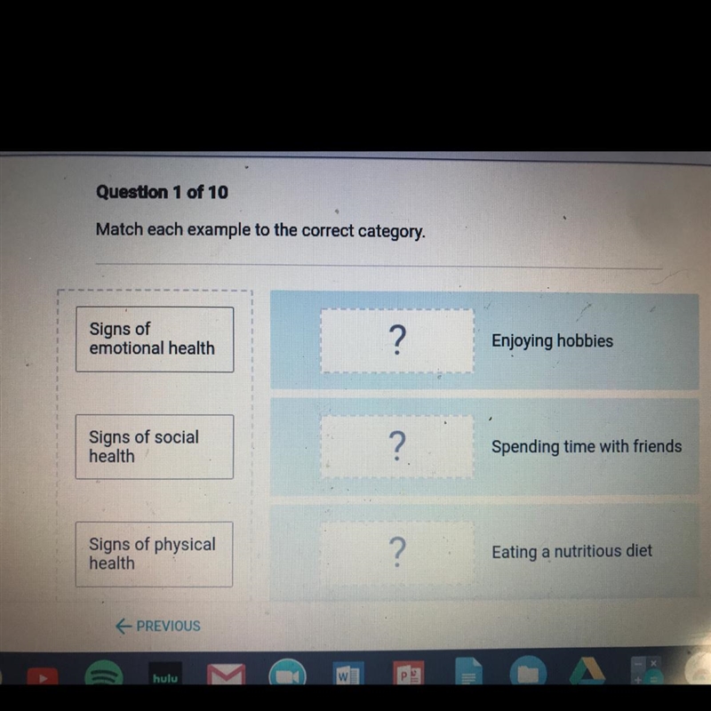 Match each example to the correct category Please help!!-example-1