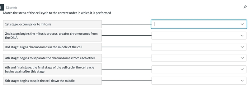 Match the steps of the cell cycle to the correct order in which it is performed-example-1