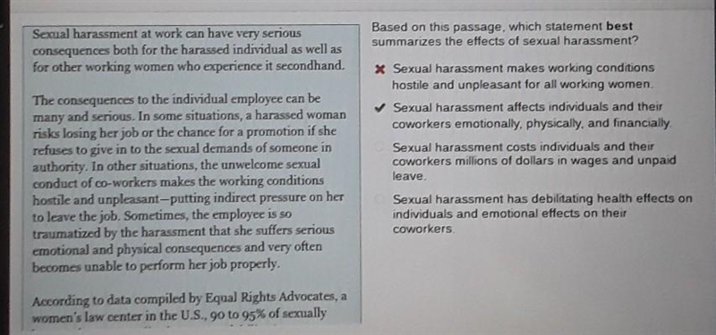 Sexual harassment at work can have very serious consequences both for the harassed-example-1