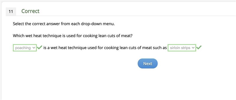 Which wet heat technique is used for cooking lean cuts of meat? ____ is a wet heat-example-1