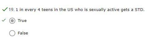 Select the correct answer. 1 in every 4 teens in the US who is sexually active gets-example-1